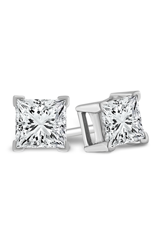 Classic Princess-Cut Diamond Solitaire Stud Earrings in White Gold, 1/8ctw