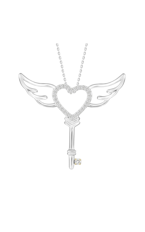 Women's Diamond Heart Wing Key 1/10 CTW in 10K White Gold