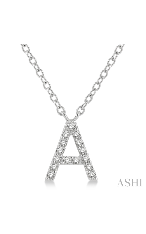 Women's Diamond Pendant Initial 'A' Necklace in 10K White Gold