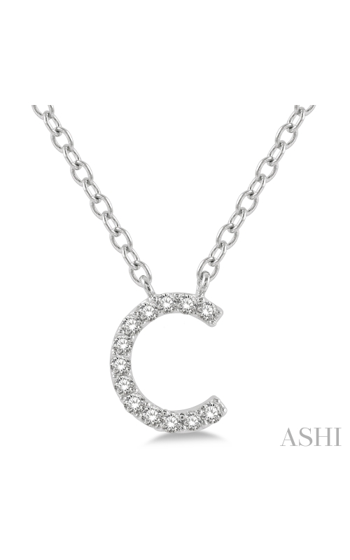 Women's Diamond Pendant Initial 'C' Necklace in 10K White Gold