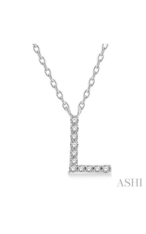 Women's Diamond Pendant Initial 'L' Necklace in 10K White Gold