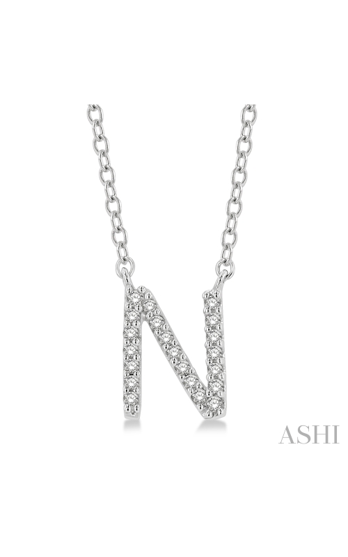 Women's Diamond Pendant Initial 'N' Necklace in 10K White Gold
