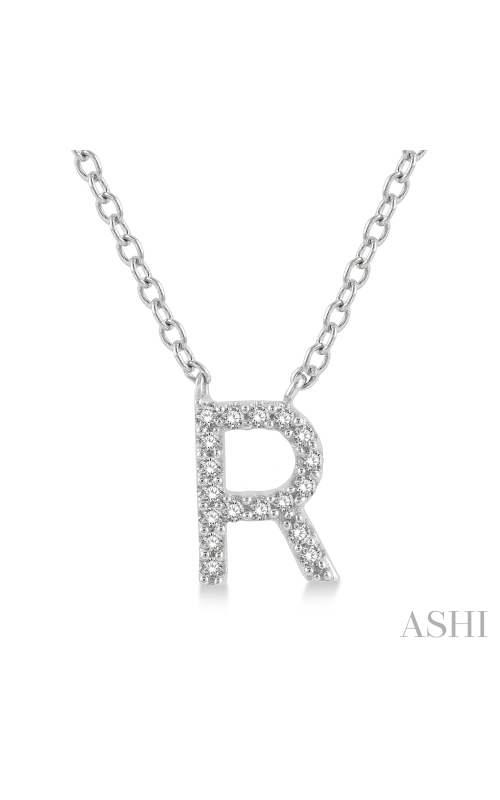 Women's Diamond Pendant Initial 'R' Necklace in 10K White Gold