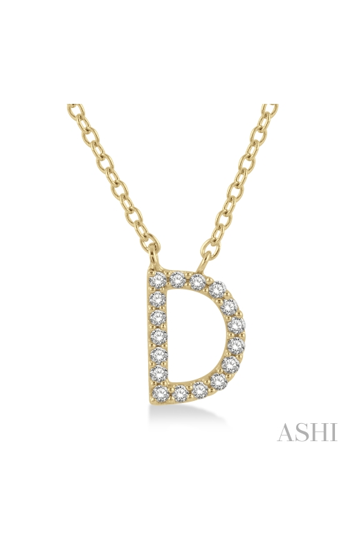 Women's Diamond Pendant Initial 'D' Necklace in 10K White Gold