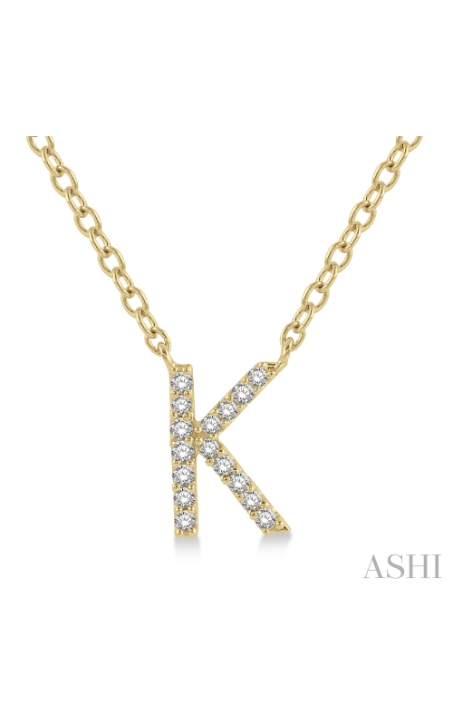 Women's Diamond Pendant Initial 'K' Necklace In 10K Yellow Gold 1/10CTW