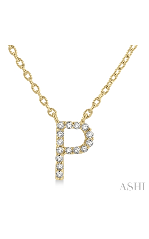 Women's Diamond Pendant Initial 'P' Necklace in 10K Yellow Gold