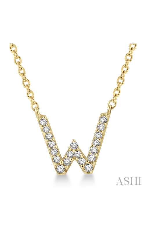 Women's Diamond Pendant Initial 'W' Necklace in 10K Yellow Gold