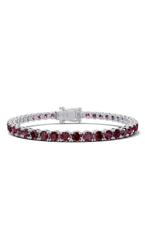 Women's Round Garnet 4mm Gemstone Bracelet In Sterling Silver