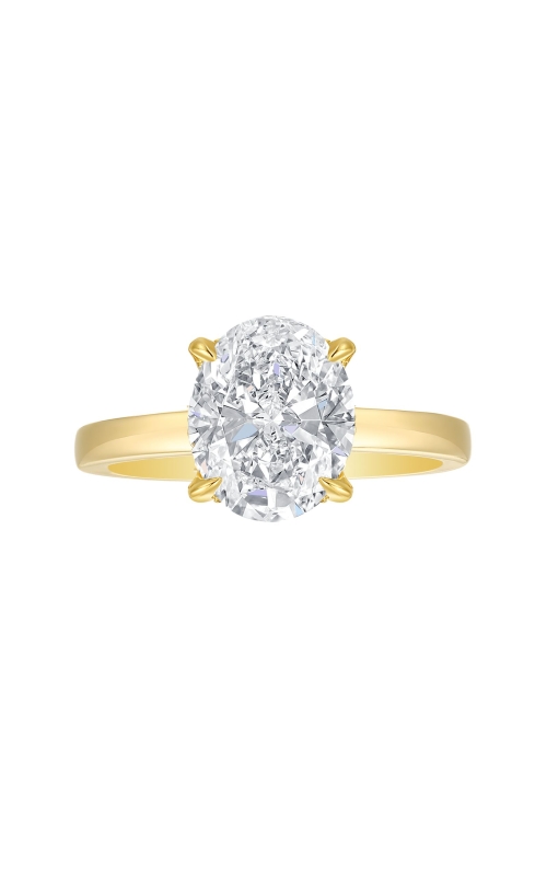 Women's Flashpoint Created Diamond Oval Engagement Ring with Hidden Halo in 14K Yellow Gold