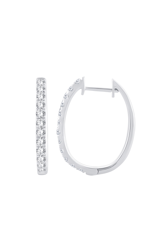 Women's Diamond Oval Hoop Earrings 1/2 CTW in 10K White Gold