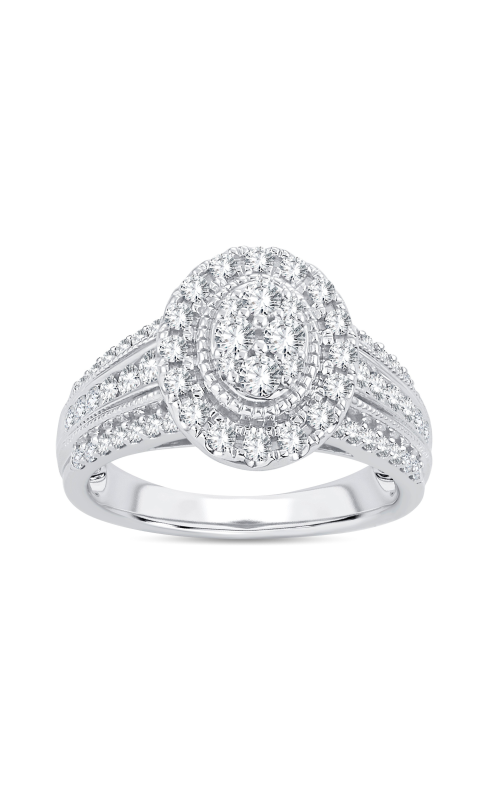 Women's Diamond Engagement Ring Halo Cluster in 10K White Gold