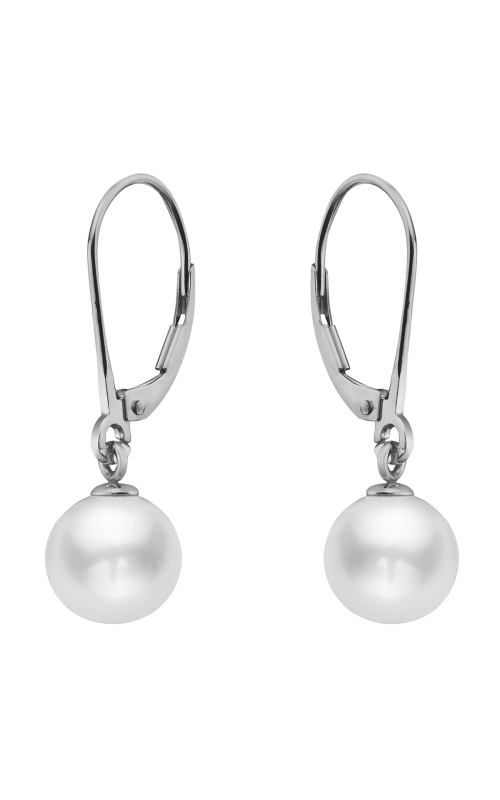 Women's Freshwater Pearl Leverback Earrings In 14K White Gold