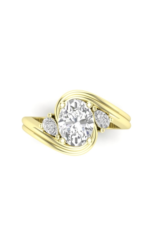 Women's Diamond Semi-Mount Three Stone Engagement Ring with Bypass in 14K Yellow Gold