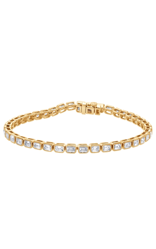Flashpoint Created Diamond Women's Emerald Tennis Bracelet In 14K Yellow Gold 5CTW