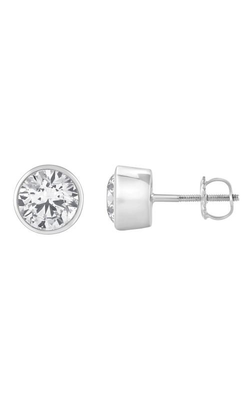 Women's Flashpoint Created Diamond Bezel Stud Earrings 2 CTW in 14K White Gold