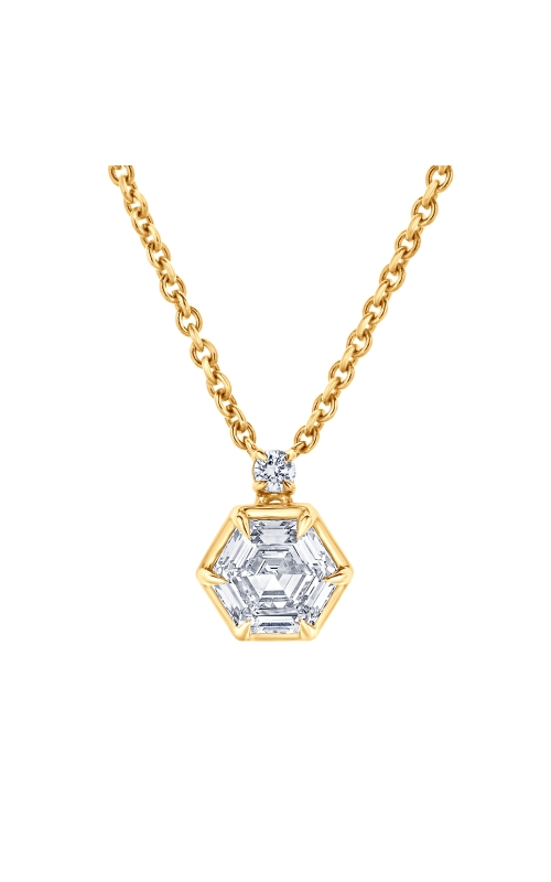Women's Flashpoint Created Diamond Hexagon Pendant in 14K Yellow Gold