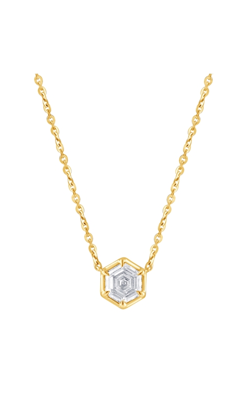 Women's Flashpoint Created Diamond Hexagon Pendant Necklace in 14K Yellow Gold