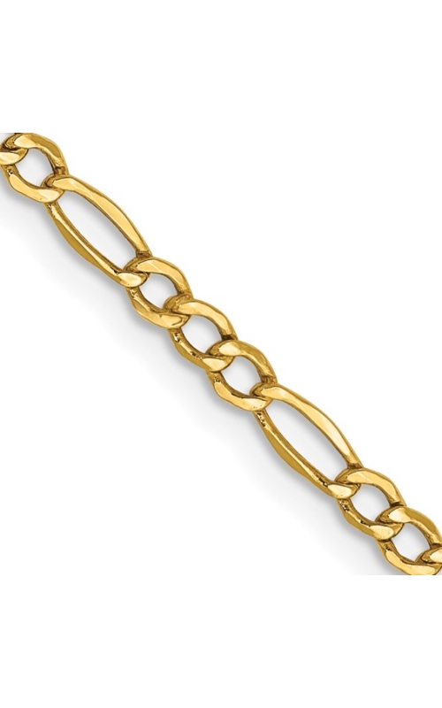 22 Figaro Chain Necklace Semi Solid in 14K Yellow Gold
