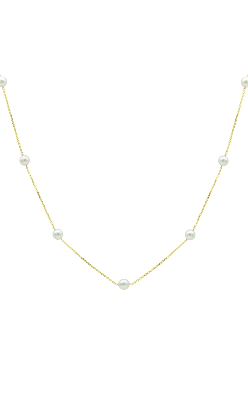 Women's Akoya White Pearl Necklace in 14K Yellow Gold