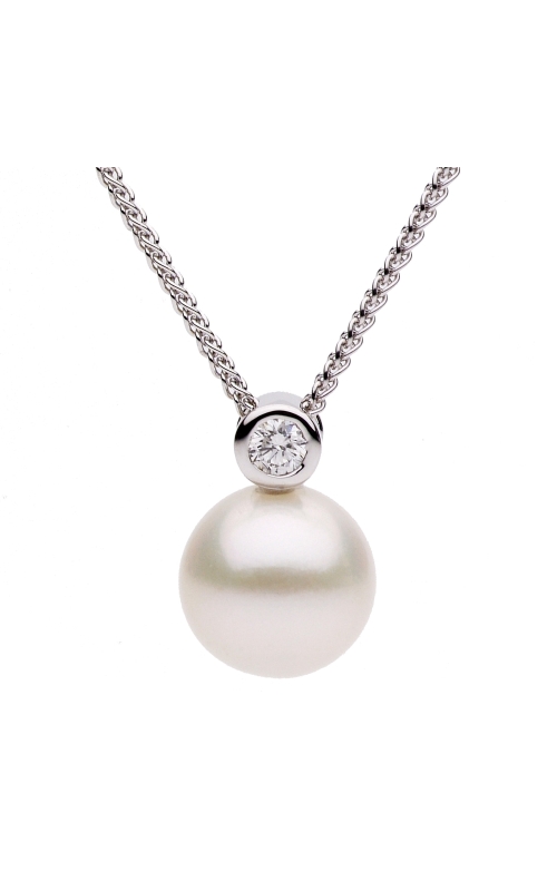 Women's Diamond Freshwater Pearl Pendant Necklace in 18K White Gold