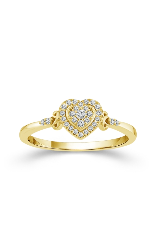 Women's Diamond Heart Cluster Promise Ring 1/8 CTW in 10K Yellow Gold