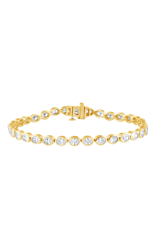 Women's Flashpoint Created Diamond Oval Tennis Bracelet in 14K Yellow Gold