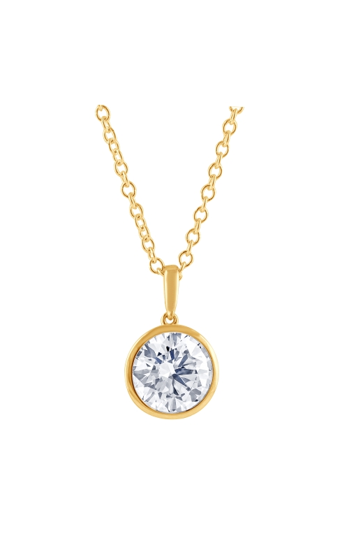 Women's Flashpoint Created Diamond Bezel Pendant Necklace in 14K Yellow Gold