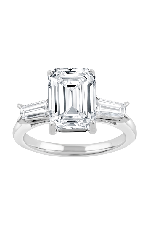 Women's Flashpoint Created Diamond Emerald Cut Engagement Ring in 14K White Gold