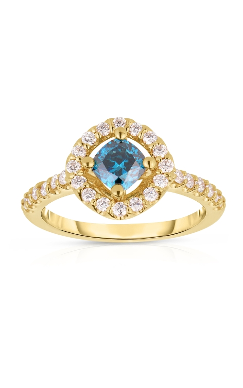 Women's Enchanted Blue Cushion Diamond In 14K Yellow Gold 7/8CTW