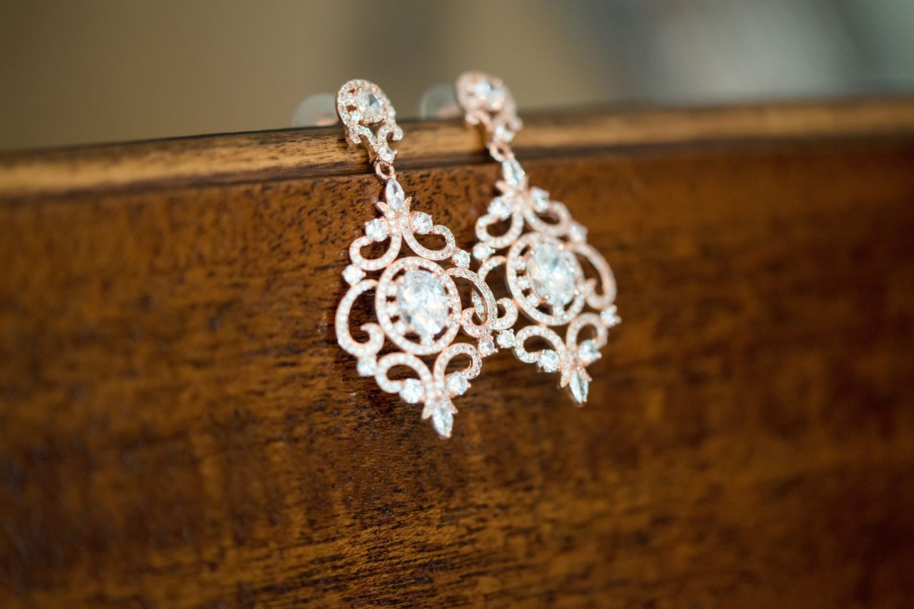 A pair of elaborately designed earrings