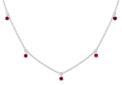 14k White Gold and Ruby Station Necklace