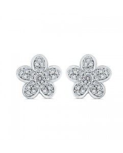 Diamond flower stud earrings