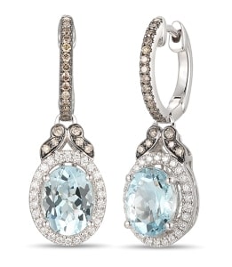 These drop earrings from Le Vian are vintage-inspired with an oval cut aquamarine center gemstone