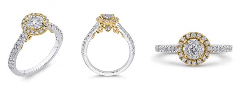 Multiple views of a mixed metal fashion ring from Shah Luxury showcase similar properties to an engagement ring