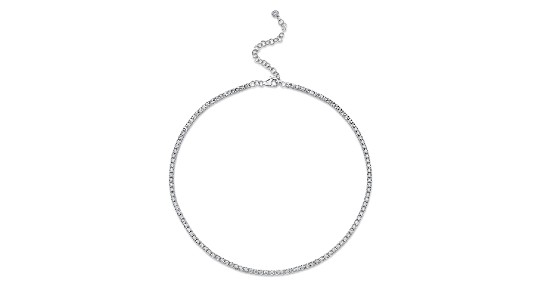 Silver tennis necklace set with a number of diamonds