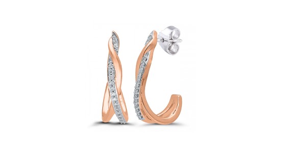 A pair of diamond and rose gold hoops from Morgan Jewelers’ in-house collection