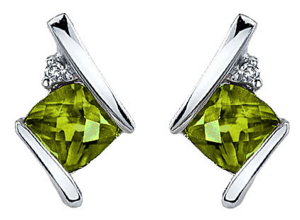 Peridot, diamond, and sterling silver earrings by Morgan