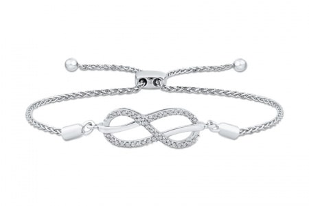 a diamond-adorned bracelet with an infinity symbol.