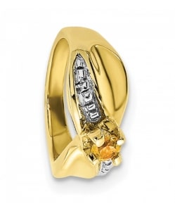 a girl's yellow gold citrine birthstone ring charm with diamond accents.