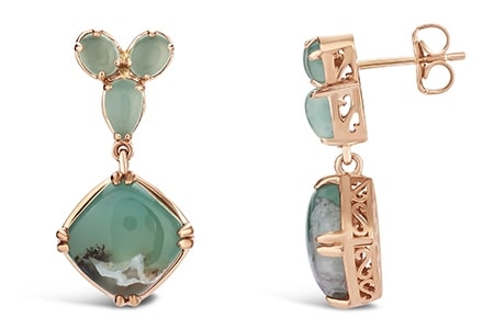 A pair of aquaprase candy gemstone drop earrings from Le Vian.