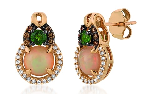 A pair of Le Vian drop earrings with diopside and opal.